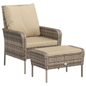 vidaXL Sill&oacute;n de jard&iacute;n con reposapi&eacute;s rat&aacute;n sint&eacute;tico marr&oacute;n claro