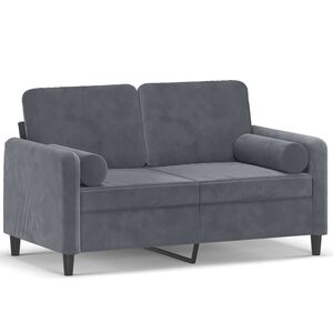 vidaXL Sof&aacute; de 2 plazas con cojines terciopelo gris oscuro 120 cm