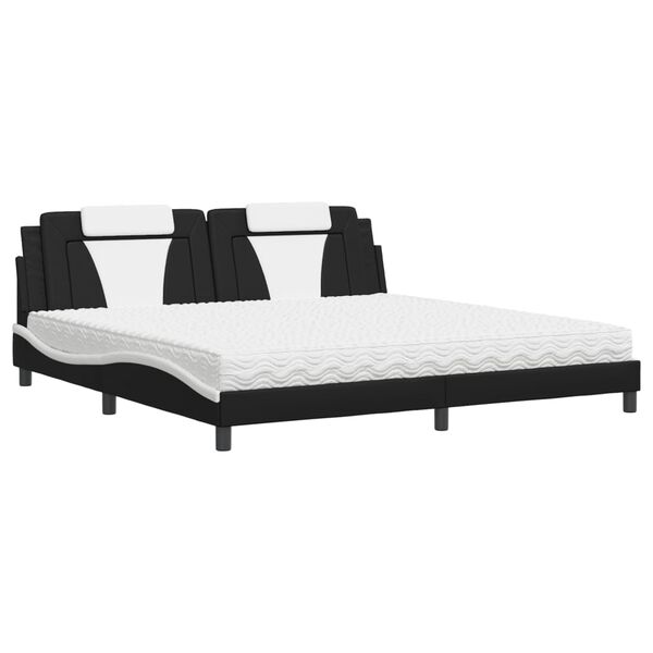 vidaXL Cama Viana con colch&oacute;n cuero sint&eacute;tico negro y blanco 200x200 cm