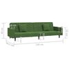 vidaXL Sof&aacute; cama de 2 plazas con dos almohadas terciopelo verde oscuro