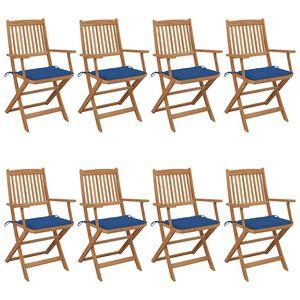 vidaXL Sillas de jard&iacute;n plegables 8 uds y cojines madera maciza acacia