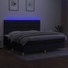 vidaXL Cama box spring colch&oacute;n y luces LED tela negro 200x200 cm