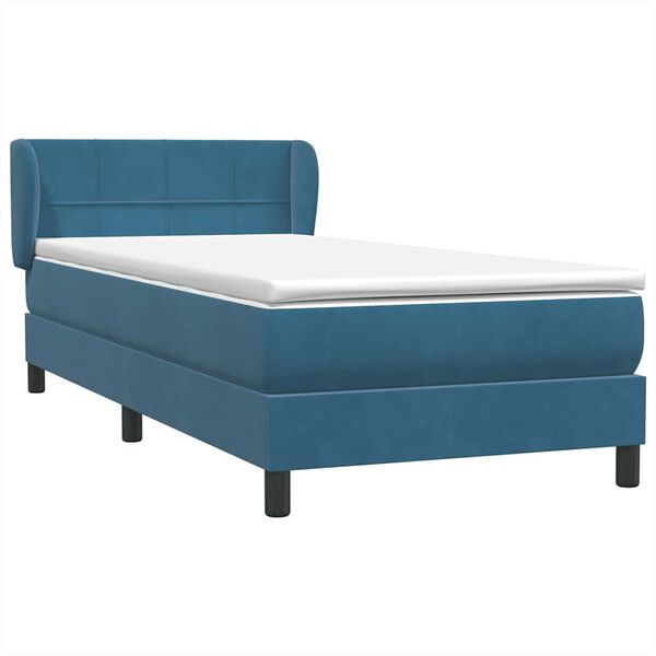 vidaXL Cama box spring con colch&oacute;n terciopelo azul oscuro 100x220 cm