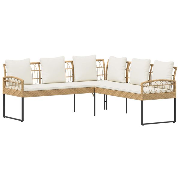 vidaXL Conjunto de sof&aacute;s de jard&iacute;n con coj&iacute;n 2 pcs Natural Acero