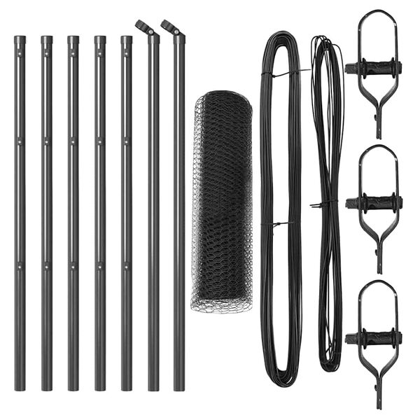 vidaXL Poste de Valla Gris 10 x 0,6 m (malla de 25 mm) Acero y PVC