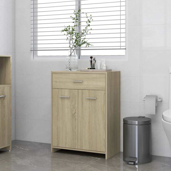vidaXL Armario de ba&ntilde;o madera contrachapada roble Sonoma 60x33x80 cm