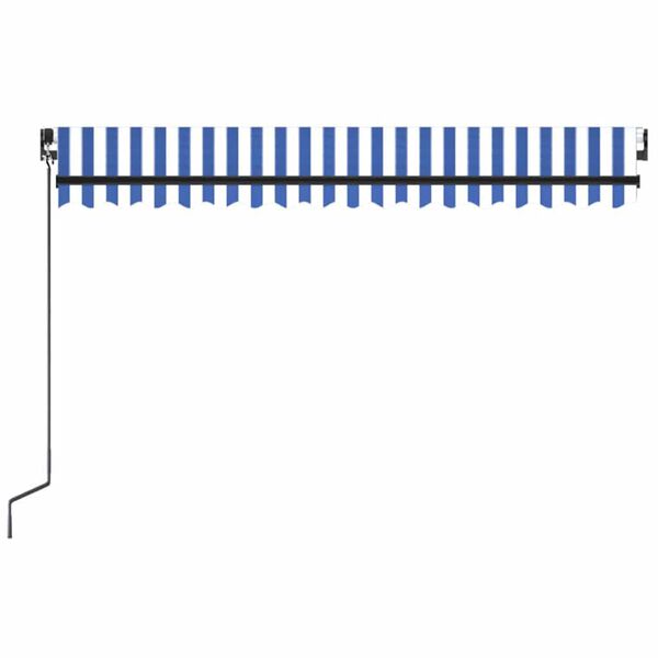 vidaXL Toldo manual retr&aacute;ctil con LED azul y blanco 450x300 cm