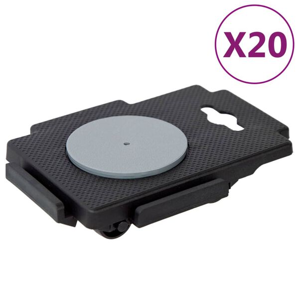 vidaXL Plataformas m&oacute;viles con 8 ruedas 20 uds PP negro 150 kg