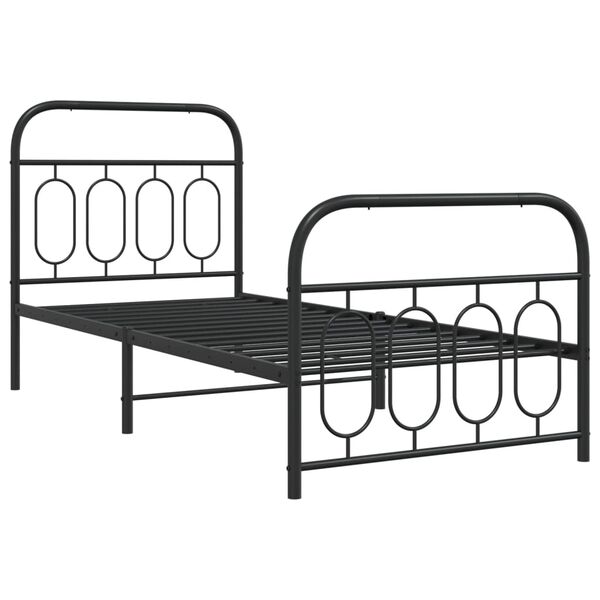 vidaXL Estructura cama sin colchón con estribo metal negro 80x200 cm