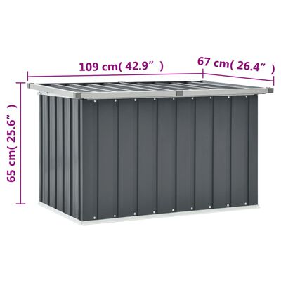 vidaXL Caja de almacenaje para jardín gris 109x67x65 cm