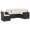 vidaXL Set de muebles de jard&iacute;n 5 pzas y cojines rat&aacute;n sint&eacute;tico negro
