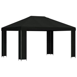 vidaXL Cenador 4 x 3 m Negro Poli&eacute;ster y Acero 190 gsm