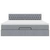 vidaXL Cama otomana con colch&oacute;n gris claro 160x200 cm tela