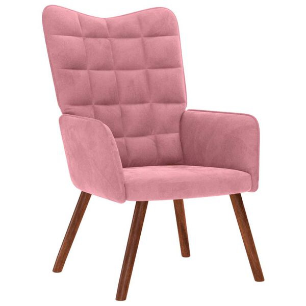 vidaXL Sillón de relax con reposapiés terciopelo rosa