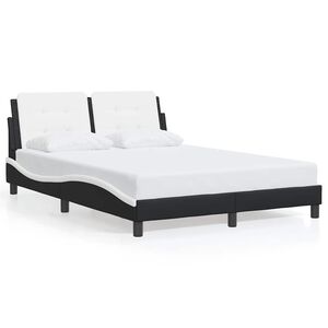 vidaXL Estructura de cama sin colch&oacute;n Zadar cuero sint&eacute;tico negro blanco 140x200cm