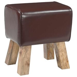vidaXL Banco 40 x 30 x 45 cm Cuero Real Marr&oacute;n Oscuro