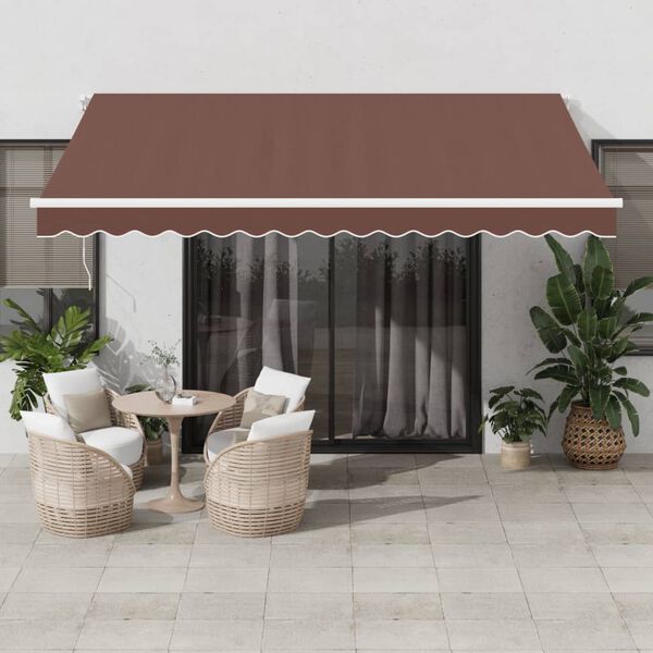 vidaXL Toldo retr&aacute;ctil manual marr&oacute;n 400x350 cm