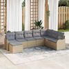 vidaXL Conjunto de sof&aacute; de jard&iacute;n 8 pcs beige y gris claro Polirat&aacute;n