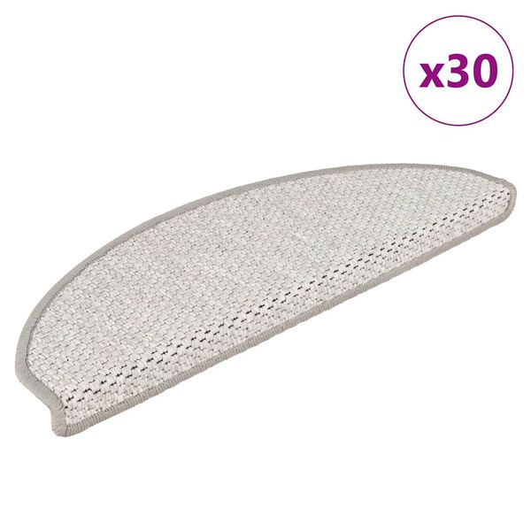 vidaXL Alfombra autoadhesiva escalera sisal 30 uds 65x21x4 cm Platina