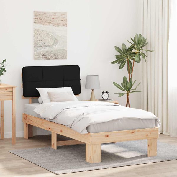 vidaXL Estructura de Cama con Cabecera Tapizada Negro 90 x 200 cm