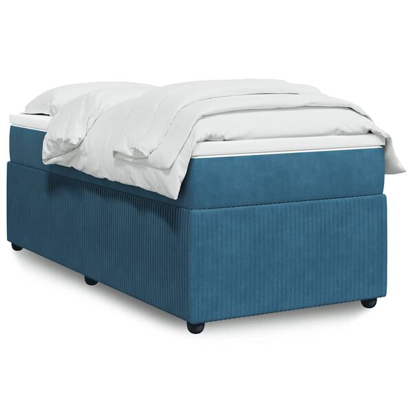 vidaXL Cama box spring con colch&oacute;n terciopelo azul oscuro 90x190 cm