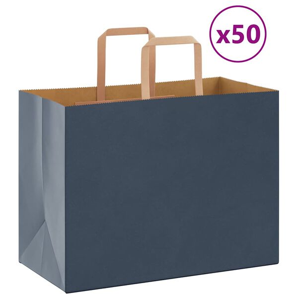 vidaXL Bolsas de papel con asas 50 uds azul 32x17x25 cm