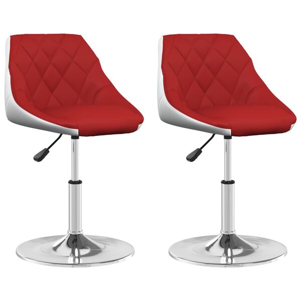 vidaXL Silla comedor giratoria 2 uds cuero sint&eacute;tico rojo vino blanco