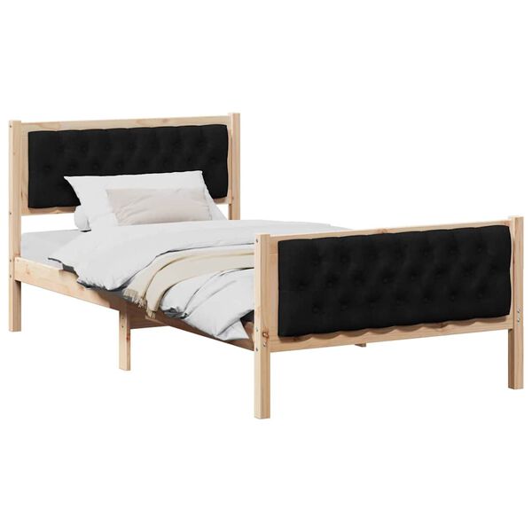 vidaXL Estructura de cama Negro 100 x 200 cm Madera de pino macizo