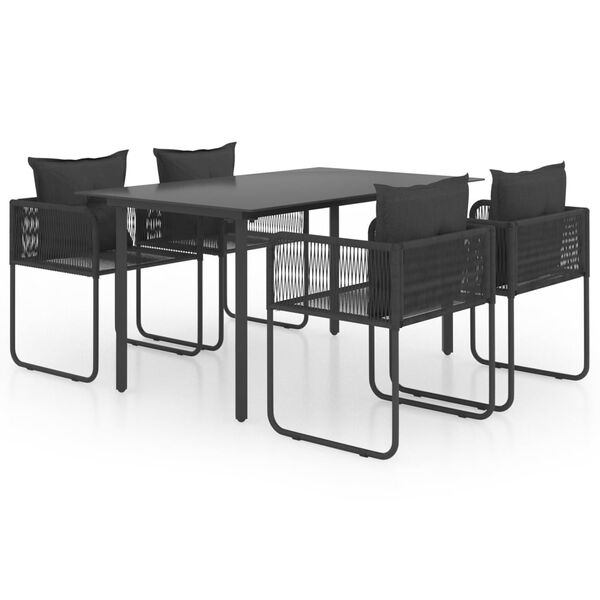 vidaXL Set de comedor de jard&iacute;n de 5 piezas PVC rat&aacute;n negro