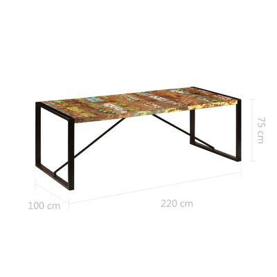 vidaXL Mesa de comedor de madera maciza reciclada 220x100x75 cm