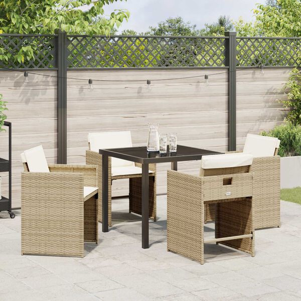 vidaXL Conjunto de Comedor de Jard&iacute;n 5 pcs Beige rat&aacute;n sint&eacute;tico
