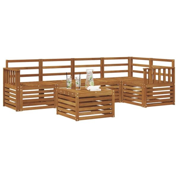 vidaXL Juegos de sof&aacute;s 6 pcs Natural Madera de Acacia S&oacute;lida