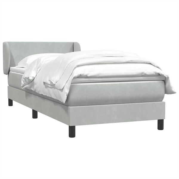 vidaXL Cama box spring con colch&oacute;n terciopelo gris claro 80x220 cm
