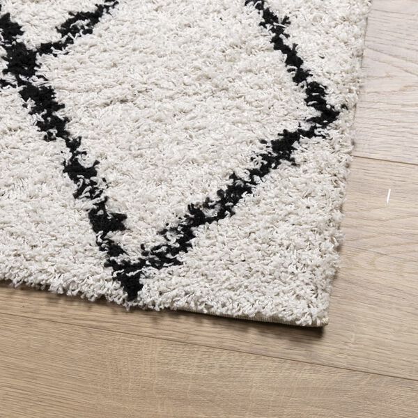 vidaXL Alfombra de pelo largo moderna PAMPLONA crema y negro 160x160cm