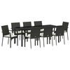 vidaXL Conjunto de Comedor de Jard&iacute;n 9 uds. Negro rat&aacute;n sint&eacute;tico