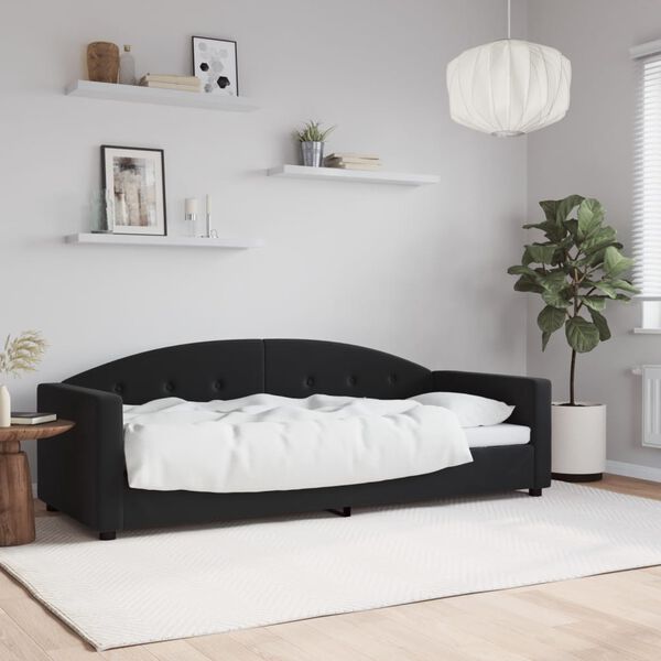 vidaXL Sof&aacute; cama sin colch&oacute;n terciopelo negro 80x200 cm