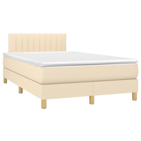 vidaXL Cama box spring con colch&oacute;n tela color crema 120x190 cm