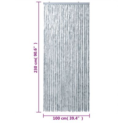 vidaXL Cortina antimoscas chenilla blanco y gris 100x230 cm