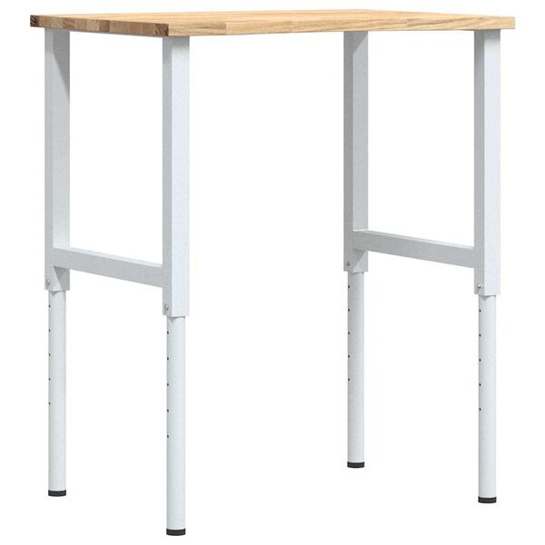 vidaXL Banco de trabajo madera maciza de roble 80x60x(71,5-98) cm