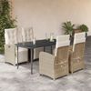 vidaXL Set comedor de jard&iacute;n 5 pzas con cojines rat&aacute;n sint&eacute;tico beige