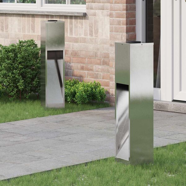 vidaXL Luz de Sendero LED Solar 2 pcs Plateado Acero inoxidable