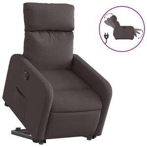 vidaXL Sill&oacute;n el&eacute;ctrico reclinable elevable de tela marr&oacute;n oscuro