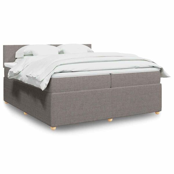 vidaXL Cama box spring con colch&oacute;n tela gris taupe 200x200 cm