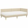 vidaXL Estructura de Cama Esquina con Colch&oacute;n Otro 2 pcs Crema tela