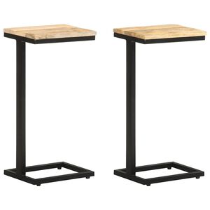 vidaXL Mesitas auxiliares 2 uds madera mango rugosa 31,5x24,5x64,5 cm