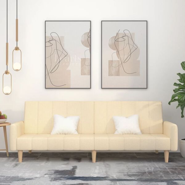 vidaXL Sof&aacute; cama de 2 plazas tela color crema