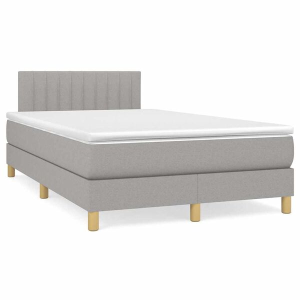 vidaXL Cama box spring con colch&oacute;n y LED tela gris claro 120x190 cm