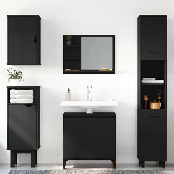 vidaXL Armario para lavabo madera contrachapada negro 58x33x60 cm