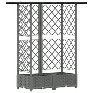 vidaXL Cama elevada con trellis y techo Gris Claro 124 x 40 x 121 cm