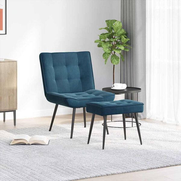 vidaXL Sill&oacute;n de relax con reposapi&eacute;s terciopelo azul